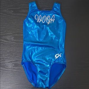 GK GYMNASTICS LEOTARD W/WOGA WRITTEN-RHINESTONE